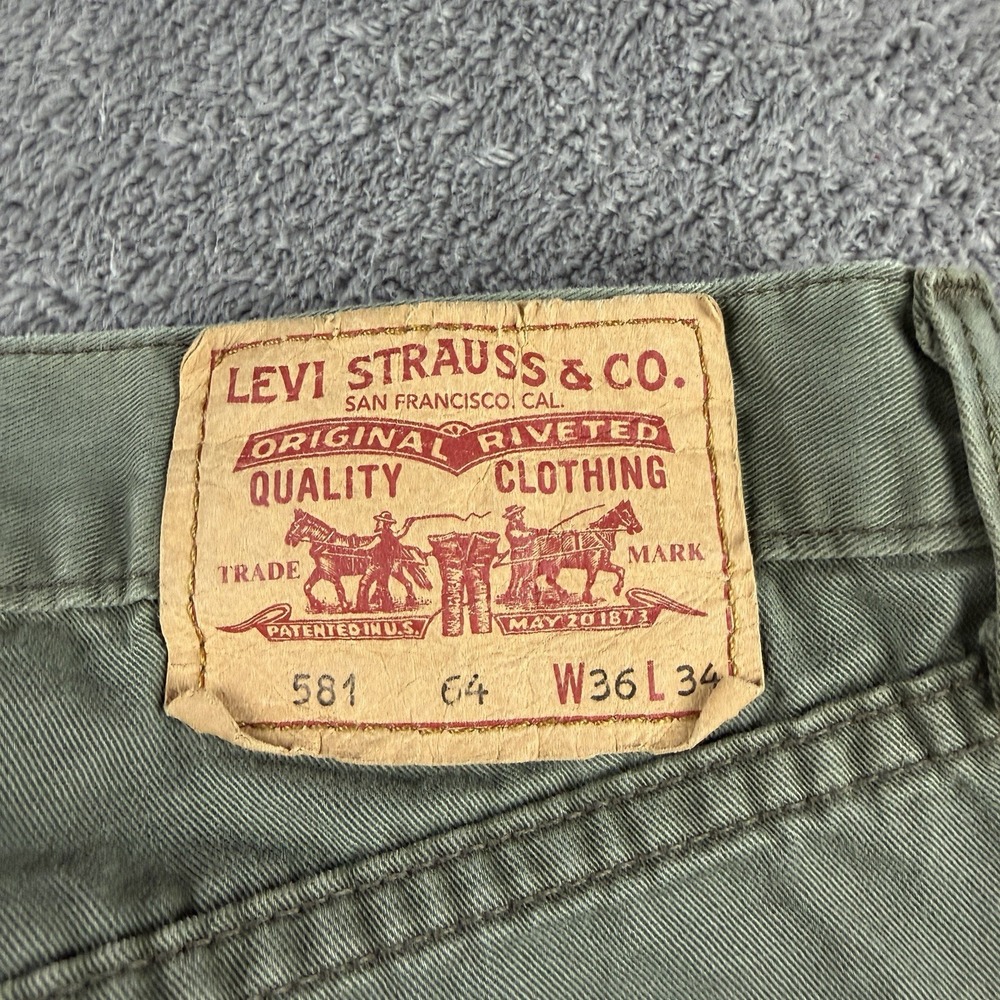 Levis 581 64 Straight Regular Fit Jeans Mens 36x31 Green Mid Rise - Picture 13 of 14